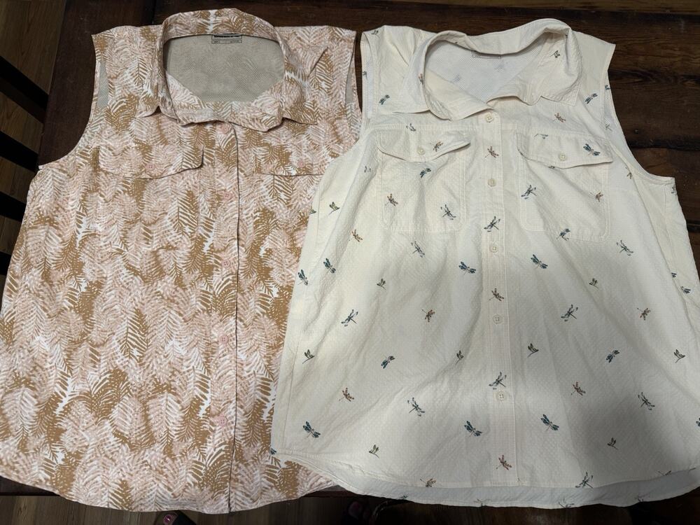 EDDIE BAUER WOMEN'S MOUNTAIN RIPSTOP button down sleeveless top size Large lot 2